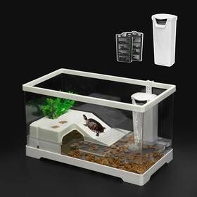 Turttankelairesinwhi-02 Clioran Small Pc Turtle Tank All In One Water Enclosure Starter Terrarium Bottom