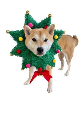 Comfycamper 810139881094 Christmas Wreath Neck Scrunchie Dog Costume - Xmas Ugly Sweater Large Medium