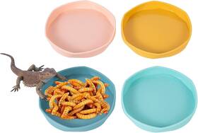 Clp-pet-103 Comsun 4 Pack Small Reptile Food Dish Bowl Plastic Blue And Yellow