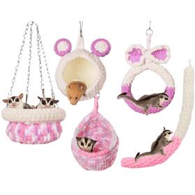 Copfeu 333371044858 5pcs Hamster Cage Hammock Small Animals Hanging Hammocks With Squirrel Cages