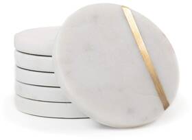 Cork & Mill 361348124988 And Marble Coasters Set Of 6 - Luxury Aesthetic Modern Decor For Coff