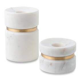 Cam-08-tch Cork & Mill And Taper Candle Holders For Candlesticks Set Of 2 Handcrafted White