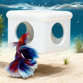 Cplike 422790446782 White Floating Betta Hideout With Round Side Holes 3d Breeding