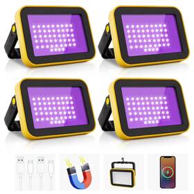 984228 Crepow Rechargeable Led Black Light Battery Powered Portable 4 Pack Purple