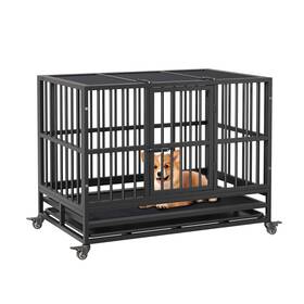 Cuisinsmart 967756952998 Heavy Duty Dog Crate 37ftft Foldable With Double Door 360 Lockable