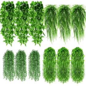 Hue-daifunli-2877 Daifunli 12 Pcs Artificial Hanging Plants Fake Ferns Plastic Faux Pla