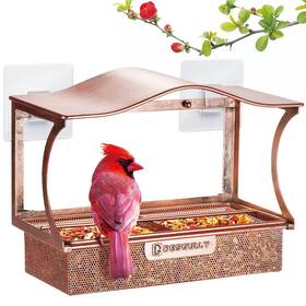 Ch001 Desgully Window Bird Feeder Metal - With Strong Suction Cups Large Outdoor For Viewi