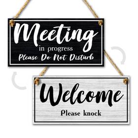 Dim-mr01 Dimarongton Meeting In Progress Door Sign 10x5 Dibond Do Not Disturb Hanging Welcome Pl