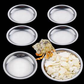 Hcb-q354 Dqitj 6pcs Hermit Crab Food Water Bowl Tiny Stainless Steel Feeding Dish Snail Insect