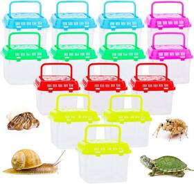 Rbq480 Dqitj 14 Pack Small Plastic Reptile Carrier Breeding Box Hatching Container Crystal