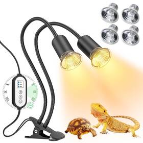 Dtzy 727209936830 Reptile Heat Lamp Dual-head Uva/b Light With Cycle Timer Basking Li
