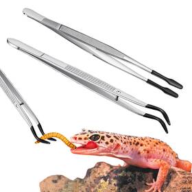 Dt171 Duedusto 2pcs Reptile Feeding Tongs With Rubber Tips Leopard Gecko Sliver