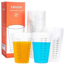 Ebiven 788534988642 20 Pcs Plastic Measuring Cups For Liquids Cooking Ounces Reusable 8 Oz Paint