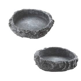 Emours 713289642365 2 Pack Reptile Water Dish Food Bowl Rock Worm Feeder For Leopard Gecko