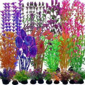 E-scus02-0603 Emyssa 20 Pack Aquarium Plants Fish Tank Decoration Colorful Artificial D