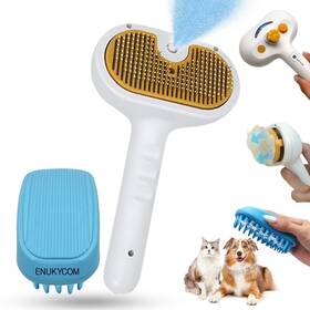 Enukycom 793931625939 Self Cleaning Steam Brush For Cat Dog 4 In 1 Pet Shedding And Groomi