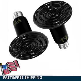 100w Esddg 699968136458 2-pack Reptile Heat Lamp No Light Ceramic Emitter For Amphibian Pets