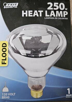 250r40 Feit Electric 250r40/1 Heat Lamp 250 Watt Non-led Flood Light Br40 Bulb Soft White Clear Reflector