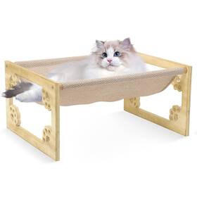 Feufoam 725670863006 Elevated Cat Beds For Indoor Cats Wooden Pet Rectangular Hammock Bed With