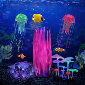 Acus2021105 Filhome Glowing Fish Tank Decorations Plants 5 Pcs Glow Aquarium Decoration K