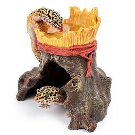 Fischuel Ns-171 Resin Reptile Hide With Integrated Basin Decorative Cave And Bowl For Terr