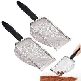Fkumlun 744603995867 2pcs Reptile Sand Sifter Cat Litter Scoop Fine Mesh Metal Clea