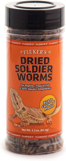 72028 Flukers Freeze Dried Soldier Worms Reptile Bird Fish Food 1.7 Oz