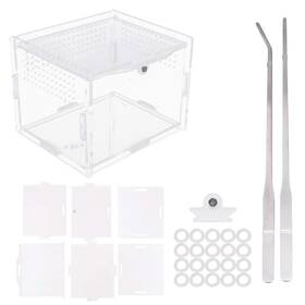 Flyan 612612552346 Acrylic Reptile Feeding Box 3.9x3.15x2.75 Inch Transparent Glass Breeding