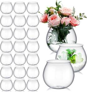 Goo-foldtier-bewr5821 Foldtier 24 Pcs Fish Bowls For Centerpieces 27 Oz Plastic Clear Bowl