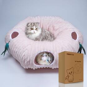 Formycatie 762736858811 Cat Tunnel Bed Toys For Indoor Donut With Soft Central Couch Colla