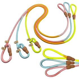 Fovrlzse 740885789996 3-pack Lightweight Adjustable Nylon Dog Leashes Leather Buckles Macaron L