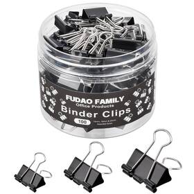 Ff23110801 Fudao Family 100pcs Binder Clips Assorted Sizes Black Paper Clamps Medium Small Mini 3