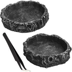 Fulanfudi 711181425307 2pcs Reptile Water Dish Food Bowl Set Feeder And With Fe