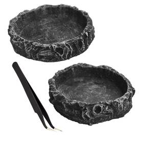 Fulanfudi 799748230168 2pcs Reptile Water Dish Food Bowl Set Feeder Style 1
