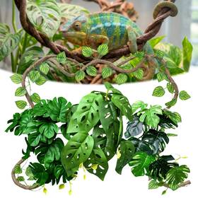 Ftsd4pcreptilehangingplants Funtinshdy 5 Pcs Reptile Plants And Habitat Decor Kit - 3 Artificial Large 5ft Jungl