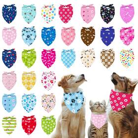 F1578 Fysuimu 60pcs Dog Bandanas Bulk Cute Paw Triangle Pet Scarf Adjustable Neckerchie