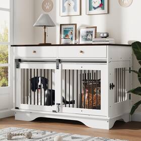 Zywhgv-13g8-04 Garvee Large Dog Furniture Crate 47 In Style With Removable Div