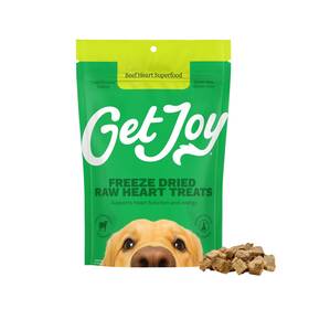 Get Joy 850020739004 Freeze Dried 100% Beef Heart Dog Treats 4oz Single Ingredient Organ Meat