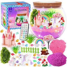Ge-u1 Gifmore Unicorn Light Up Terrarium Kit For Kids - Led Night Bir