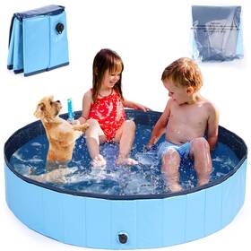 Gimmyfive 955601912907 47 Inch X12 Foldable Dog Swimming Pool - Portable Hard Plastic For Small And L