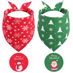 Gofshy 784196420124 Christmas Dog Bandanas Small 2pcs For Triangle Reversible Holiday Bandana