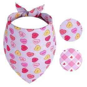 Gofshy 784196420223 Valentines Dog Bandanas Xlarge 1pcs Triangle Reversible Sweetheart Scarf For