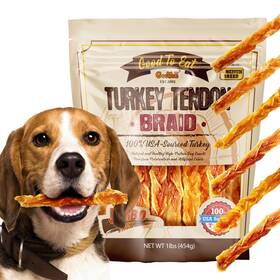 Gootoe 713077069998 Turkey Tendon Dog Treats 100% Usa-sourced Natural Snack Premium Training