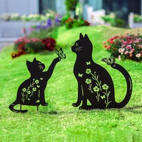 Gr8gardens B-g-dc-25024-mao Lheartmic Cat Metal Decorative Garden Stakes Gifts For Women Men Inch