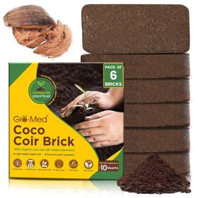 Gm204ck Gro-med Coco Coir Brick 6s Pack 1.4 Lb Each Expands To 60 Quarts Npk E
