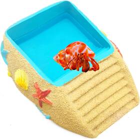 Pa-8-1 Gxsdj Hermit Crab Water Bowl With Climbing Ramp Resin Medium Yellow And Blue