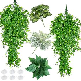 Hx042-4 Hamiledyi Reptile Plants Tank Habitat Decorations Fake Hanging Vines 5 Pcs Artificial L
