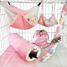 S687 Hamiledyi Ferret Hammock 5 Pack Sugar Glider Climbing Ropes Toys Rat Hanging Tunnel Ham