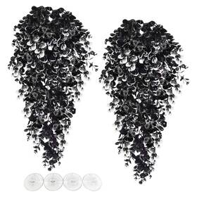Xx88-7 Hamiledyi Fake Reptile Plants 2 Pack Hanging For Reptiles With Suct