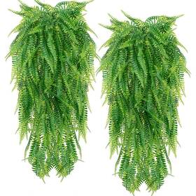232001-12 Handic Artificial Hanging Plants 2pcs Fake Plant Faux Ferns P